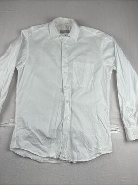 Ermenegildo Zegna Mens White Long Sleeve Dress Shirt  39-15.5 Fits Medium Office